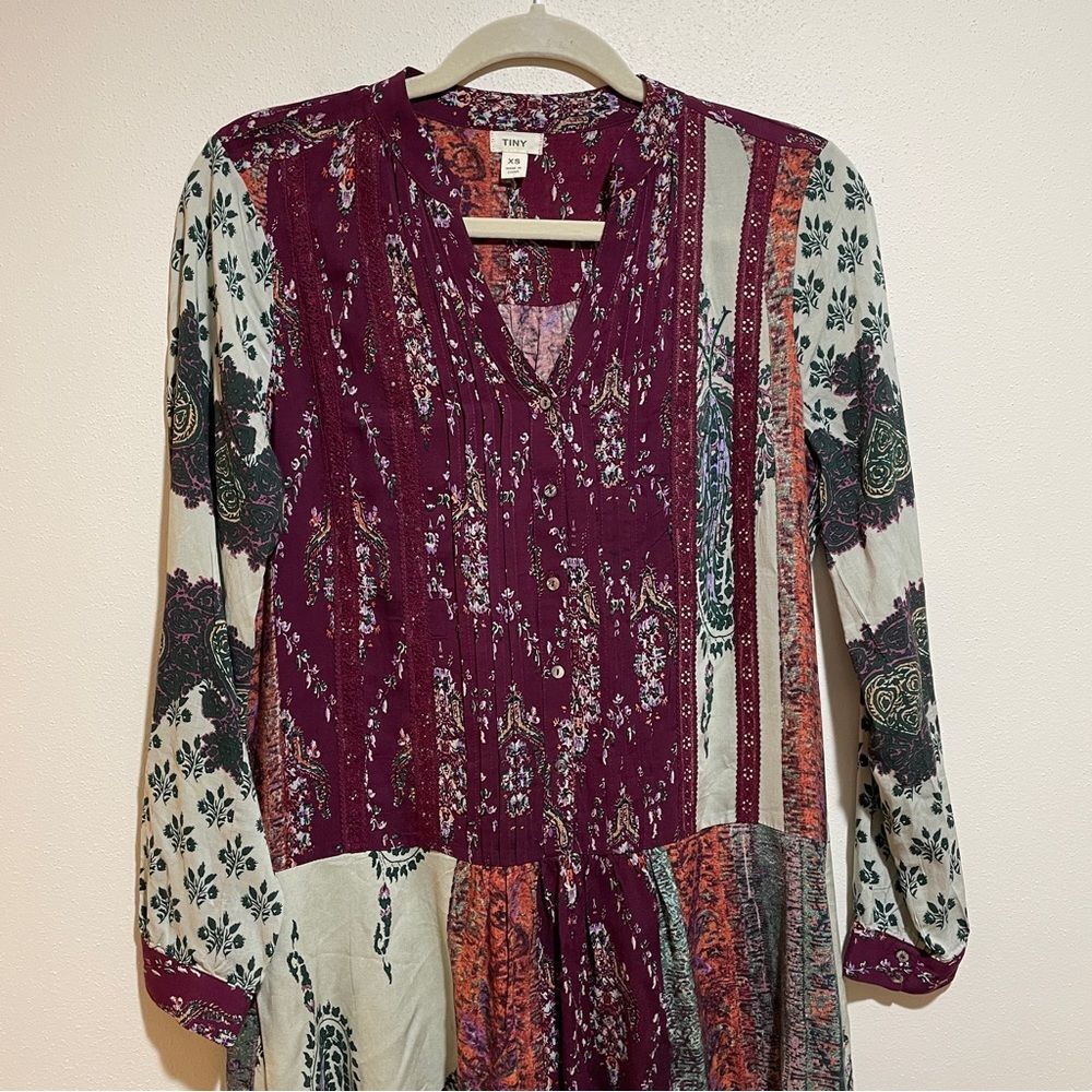 Anthropologie Tiny Patchwork Print Shirtdress Shi… - image 5